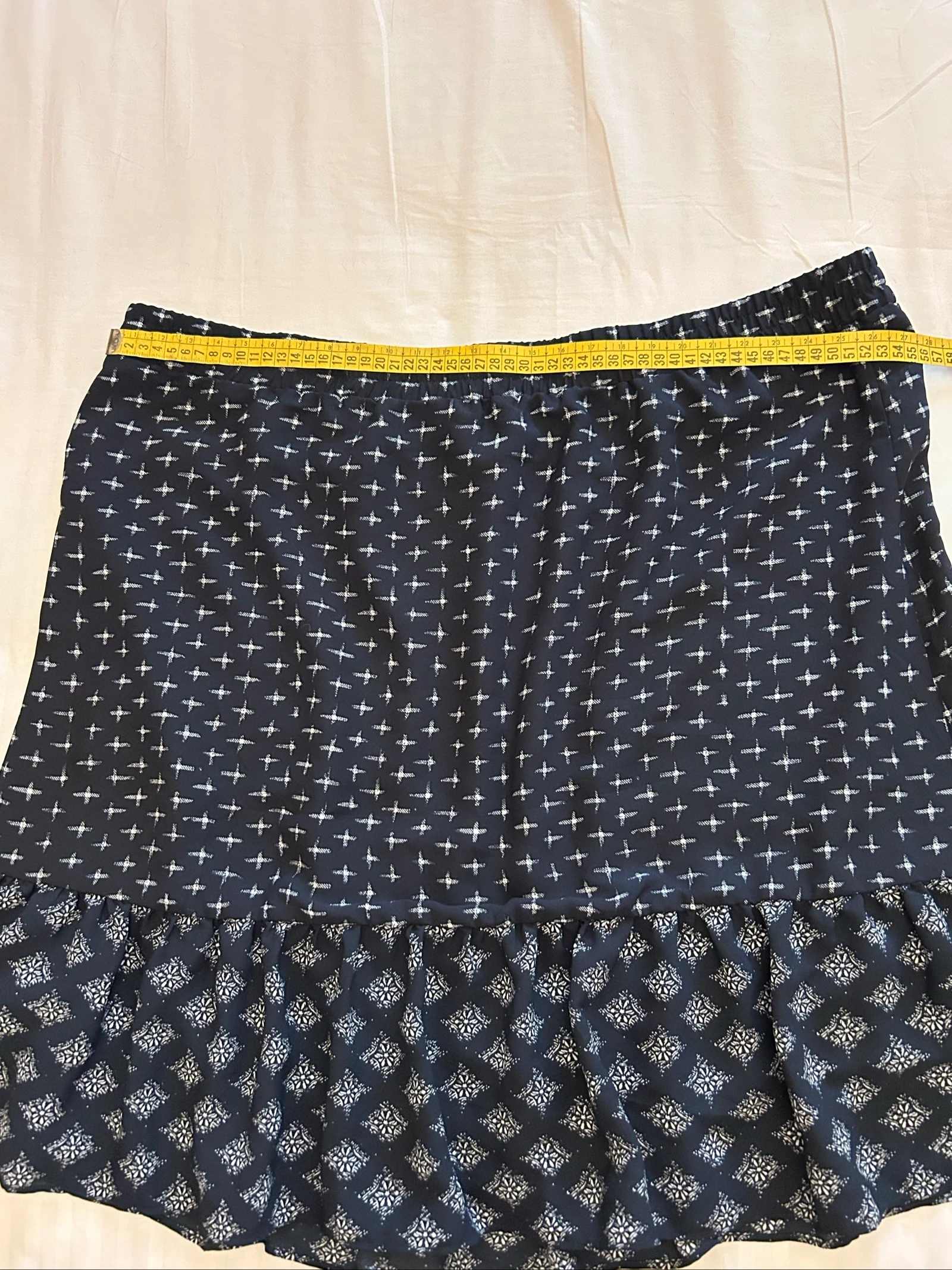 Jupe vintage à motif floral bleu marine et blanc taille XL de C&A – photo 3